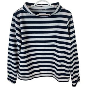 Dudley Stephens sz M Striped Navy Blue White Brighton Boatneck Fleece Sweater